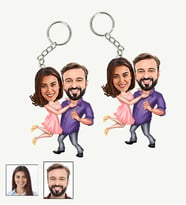 Kişiye Özel Sevgili Tasarımlı Karikatür 2 Adet Anahtarlık 9