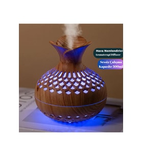 Doğal Hava Nemlendirici ve Aromaterapi Difüzör, Sessiz ve Işıklı 300mL