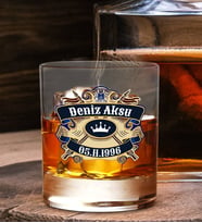 BK Gift Kişiye Özel İsimli DTF Chivas Tasarımlı Viski Kadehi-1, Arkadaşa Hediye, Sevgiliye Hediye