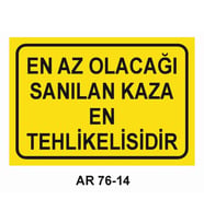 İŞ GÜVENLİĞİ UYARI LEVHASI 1 ADET PVC 21 X 29CM