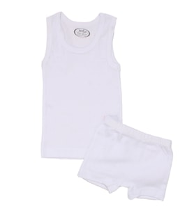 Unisex Ekru Jakarlı Atlet Boxer Takım
