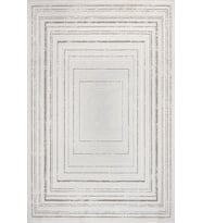 Dijital Baskı Salon Halısı Beyaz Geometrik Desenli Yıkanabilir Kaymaz Tabanlı Modern Stil