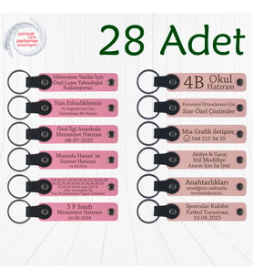 Pembe & Yavru Ağzı, 28’li Set, Mesajlı Deri Hatıra Anahtarlık, Doğa Turu Ekibine Anlamlı Sürpriz