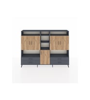 Arges Dolap 12 Raflı 4 Çekmeceli 5 Kapaklı 220x30x163 Antrasit-Çam/Antrasit