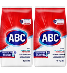 Abc Matik Toz Çamaşır Deterjanı 20KG (2PK*10KG) Klasik Beyazlar & Renkliler (132 Yıkama)