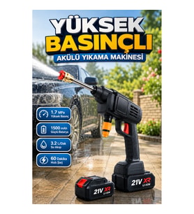 21V Akülü Yüksek Basınçlı Yıkama ve Bahçe Sulama Makinesi