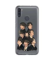 Samsung Galaxy M21 Uyumlu BTS Desenli Şeffaf Telefon Kılıfı