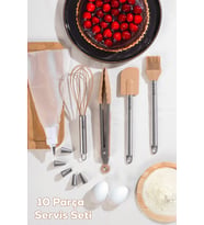Porsima 3161 10 Parça Pasta ve Tatlı Servis Seti Kek Pasta ve Şekerleme Araçları Kapicino