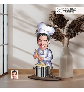 BK Gift Kişiye Özel Chef Karikatürlü Büyük Boy Ahşap Biblo-1 Arkadaşa Hediye , Sevgiliye Hediye, Kişiye Özel Biblolar