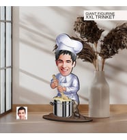 BK Gift Kişiye Özel Chef Karikatürlü Büyük Boy Ahşap Biblo-1 Arkadaşa Hediye , Sevgiliye Hediye, Kişiye Özel Biblolar