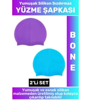 Özel Üretim Su Geçirmez Elastik Yumuşak Yüzücü Havuz Deniz Yüzme Şapkası Silikon Bone 2'Li SET