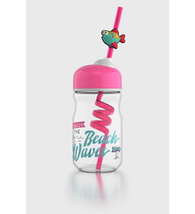 Renga Bubble Kids Desenli 370 ml Pipetli Cam Şişe 182048 Pembe