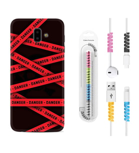 Samsung J6 Plus J7 Prime J7 Pro M20 Kılıf Kablo Koruma Spiral Silikon Danger 1372