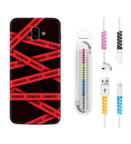 Samsung J6 Plus J7 Prime J7 Pro M20 Kılıf Kablo Koruma Spiral Silikon Danger 1372
