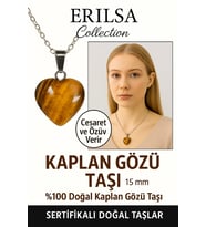 Sertifikalı Kalp Model Mini Kaplan Gözü Kolye – Cesaret, Odak ve Enerji Taşı (Çok Renkli)