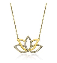 Gold Lotus Zirkon Taşlı 925 Ayar Gümş Kadın Kolye