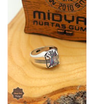 Mistik Topaz Taşlı Kare Model 925 Ayar Gümüş Çocuk Yüzüğü 201025298