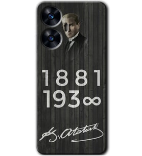 Realme C55 Kılıf HD Desen Baskılı Kılıf - Atatürk Ahşap İmza