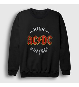 Presmono Unisex Siyah High Voltage AC/DC Sweatshirt 6329tt