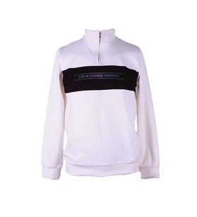 Trender Parçalı Yarım Fermuarlı Beyaz Erkek Sweatshirt 227