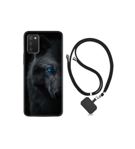 Samsung Galaxy A03s Kılıf Resimli Desenli Silikon Boyun Askılı Dark Wolfs 1834