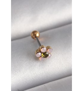316L Çelik Gold Renk Zirkon Taşlı Çiçek Tragus Piercing