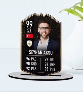 BK Gift Kişiye Özel Ahşap Biblo Futbolcu Kartı-12