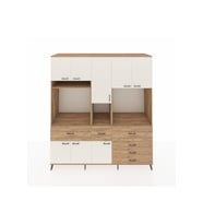 Kronos Dolap 10 Raflı 6 Çekmeceli 8 Kapaklı 220x59x243 Çam-Aytaşı/Çam