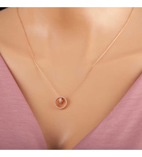 925 Ayar Gümüş Rose İç İçe Geçmiş Halka Kadın Kolye