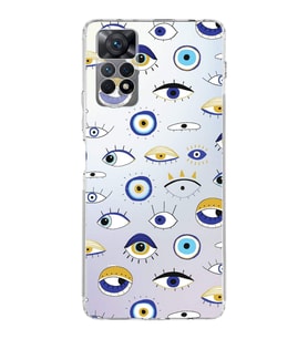 PrintiFy Xiaomi Redmi Note 12 Pro 4G ile Uyumlu 1mm Slim Fit Nazar Boncuğu 2 Baskılı Şeffaf  Kılıf