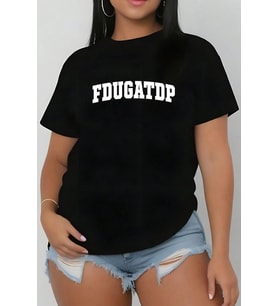 FDUGATDP Baskılı Unisex Oversize Tshirt (Siyah)