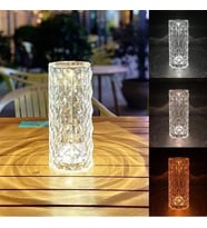 Şarjlı Dokunmatik LED Kristal Diamond Elmas Ambiyans Romantik Gül Masa Lambası 3 Renkli (Renksiz)