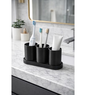 3 Bölmeli Banyo Diş Fırçalık & Macunluk Düzenleyici Stand