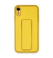 Apple İphone Xr Kılıf Coco Deri Standlı Kapak - Sarı