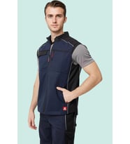 Yazlık İş Yeleği Polyester Gabardin Allium Outdoor Yelek Hafif Nefes Alabilir Fonksiyonel Cepli (Lacivert-Siyah)