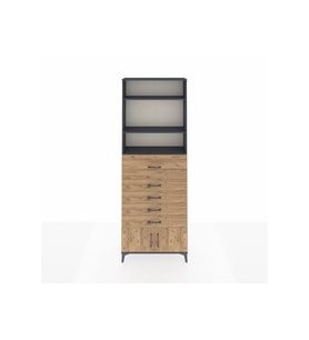 Arges Dolap 3 Raflı 5 Çekmeceli 2 Kapaklı 88x30x243 Antrasit-Çam