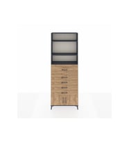 Arges Dolap 3 Raflı 5 Çekmeceli 2 Kapaklı 88x30x243 Antrasit-Çam