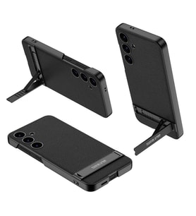 Samsung Galaxy S24 Uyumlu Kılıf Dikey Standlı Deri Görünümlü Full Protector Kapak (Siyah)
