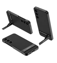Samsung Galaxy S24 Uyumlu Kılıf Dikey Standlı Deri Görünümlü Full Protector Kapak (Siyah)