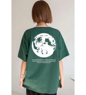 Unisex The Moon Baskılı T-shirt (Yeşil)