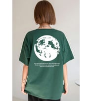 Unisex The Moon Baskılı T-shirt (Yeşil)