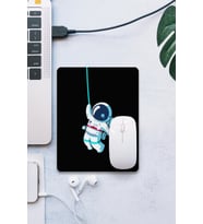 SonicTouch Astronot Temalı Siyah Pürüzsüz Yüzey Kaymaz Dikişsiz Kenar Gamer Oyuncu Mouse Pad 19x23cm