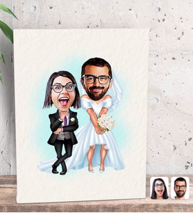 BK Gift Kişiye Özel Sevgililer Karikatürlü Dekoratif Mini Kanvas Tablo 15x20cm-16