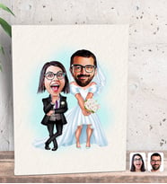 BK Gift Kişiye Özel Sevgililer Karikatürlü Dekoratif Mini Kanvas Tablo 15x20cm-16