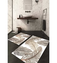 Dijital Baskılı Kaymaz Taban Yıkanabilir 2'li Klozet Takımı Banyo Paspası NDKZ-HS-184 (Beyaz)