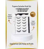 Sihirli Kirpikler 6 Çift Farklı Model Ve 2 Adet Likit Eyeliner Yapıştırıcılı (SİYAH VE ŞEFFAF)