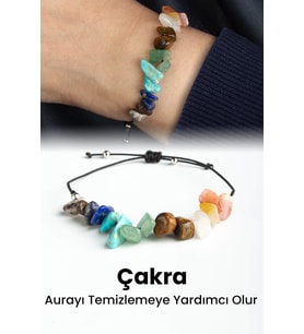 Çakra Doğal Kırık Taş Makrome Bileklik
