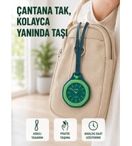 Askılı Analog Saat Pantolon Kemer ve Çanta Aksesuarı Yeşil