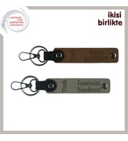 Çiftlere Anlamlı Hediye, Türk Yazısı Desenli İsim Soyisim 2’li Anahtarlık, A Kahve-Kül Gri (Çok Renkli)