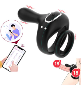 PRIME TOYS Aurora Telefon Bluetooth Kontrollü Klitoris Uyarıcı Vibratör Titreşimli Testis ve Penis Yüzüğü